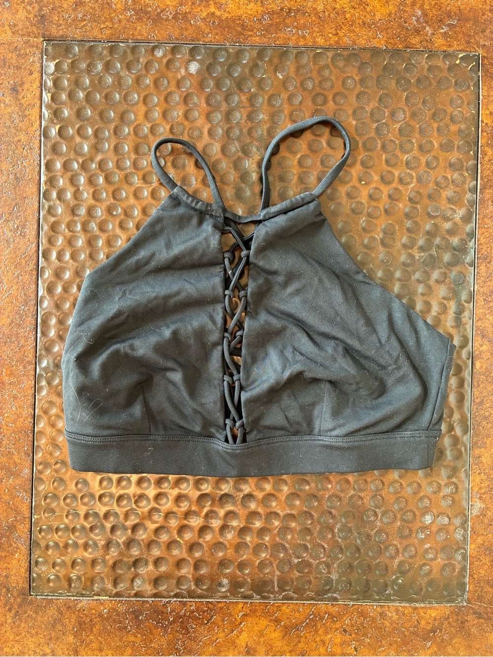 Alo Yoga Black Lace-Up Bra - small